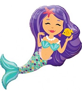 Purple Mermaid Mylar Balloon