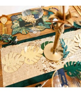 Velvet & Glitter Tropical Leaves Garland