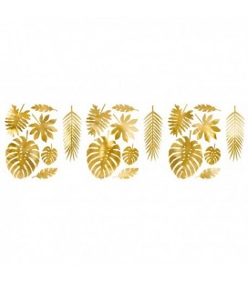 21 Gold Paper Tropical Leaves
