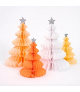 10 Tree Honeycomb Decorations - Rainbow