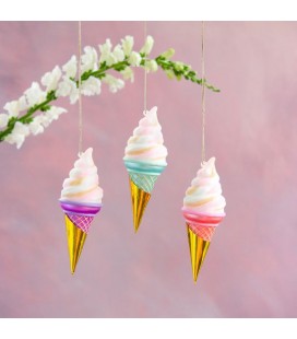 3 Ice cream Cone Christmas Ornement