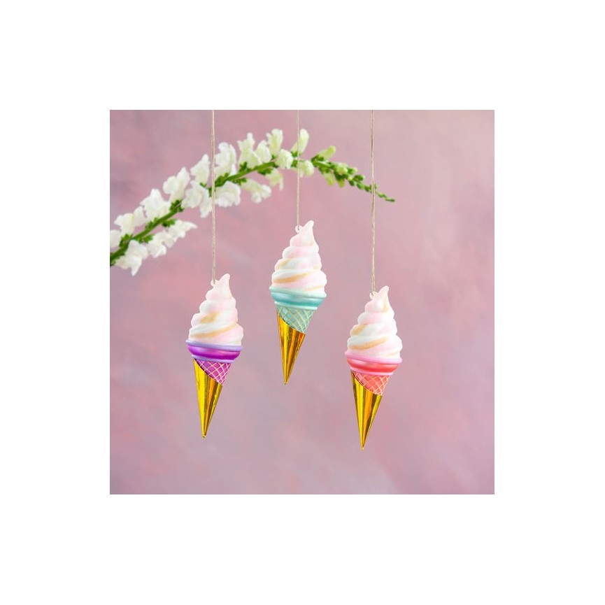 3 Ice cream Cone Christmas Ornement 3 Ice cream Cone Christmas Ornement