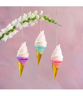 3 Ice cream Cone Christmas Ornement