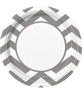 8 Grandes Assiettes Chevrons Argent