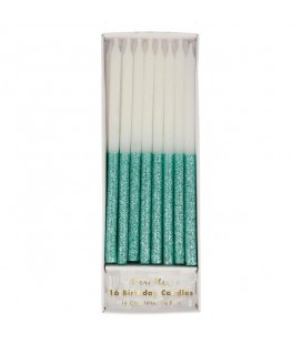 16 Green Glitter Candles