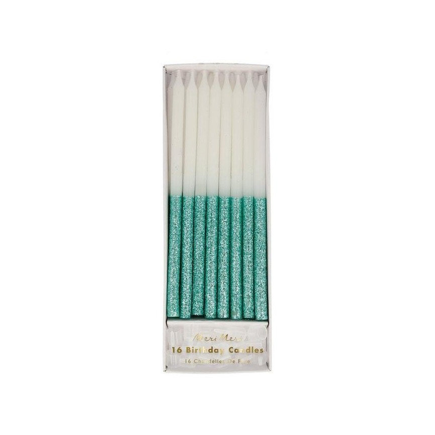 16 Green Glitter Candles
