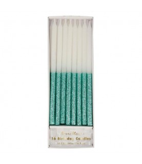 16 Kerzen mit green Pailletten