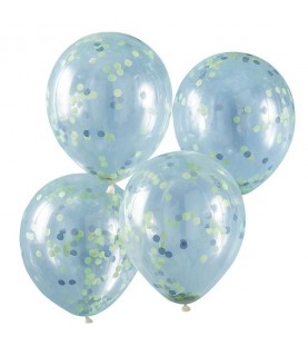 5 Blue & Green Confetti Balloons