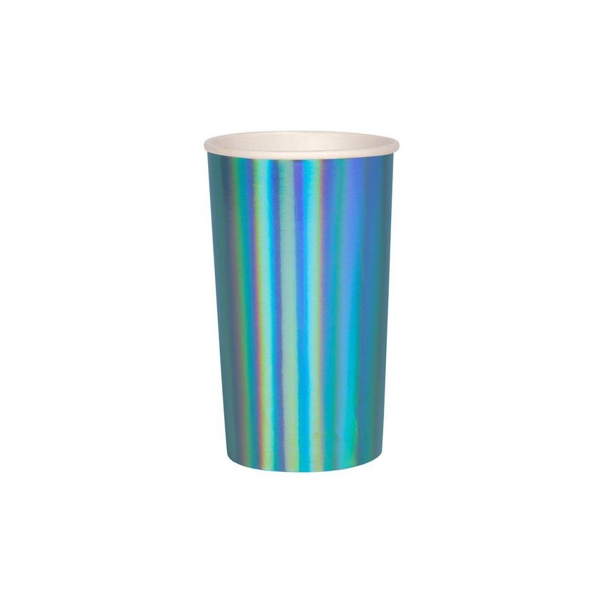 8 Blue Holographic Highball Cups