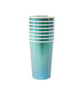 8 Blue Holographic Highball Cups