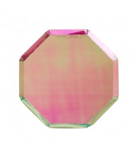 8 Oil Slick Octagonal Dessert Plates