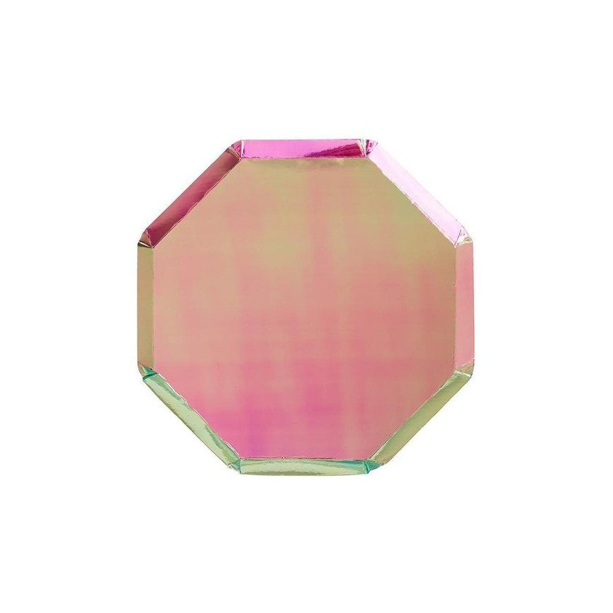 8 Oil Slick Octagonal Dessert Plates