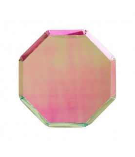 8 Oil Slick Octagonal Dessert Plates