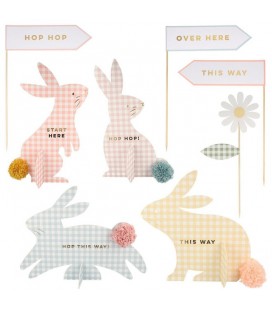 Gingham Bunnies Egg Hunt Kit Décos Vichy pour Chasse aux œufs de Pâques Dekorationen im Vichy-Muster für die Ostereiersuche