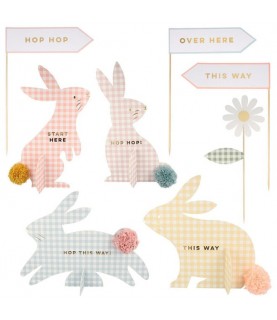 Gingham Bunnies Egg Hunt Kit Décos Vichy pour Chasse aux œufs de Pâques Dekorationen im Vichy-Muster für die Ostereiersuche