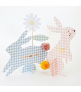 Gingham Bunnies Egg Hunt Kit Décos Vichy pour Chasse aux œufs de Pâques Dekorationen im Vichy-Muster für die Ostereiersuche