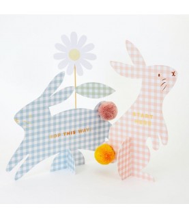 Gingham Bunnies Egg Hunt Kit Décos Vichy pour Chasse aux œufs de Pâques Dekorationen im Vichy-Muster für die Ostereiersuche