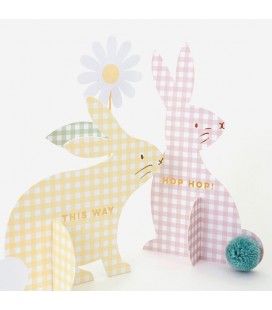 Gingham Bunnies Egg Hunt Kit Décos Vichy pour Chasse aux œufs de Pâques Dekorationen im Vichy-Muster für die Ostereiersuche
