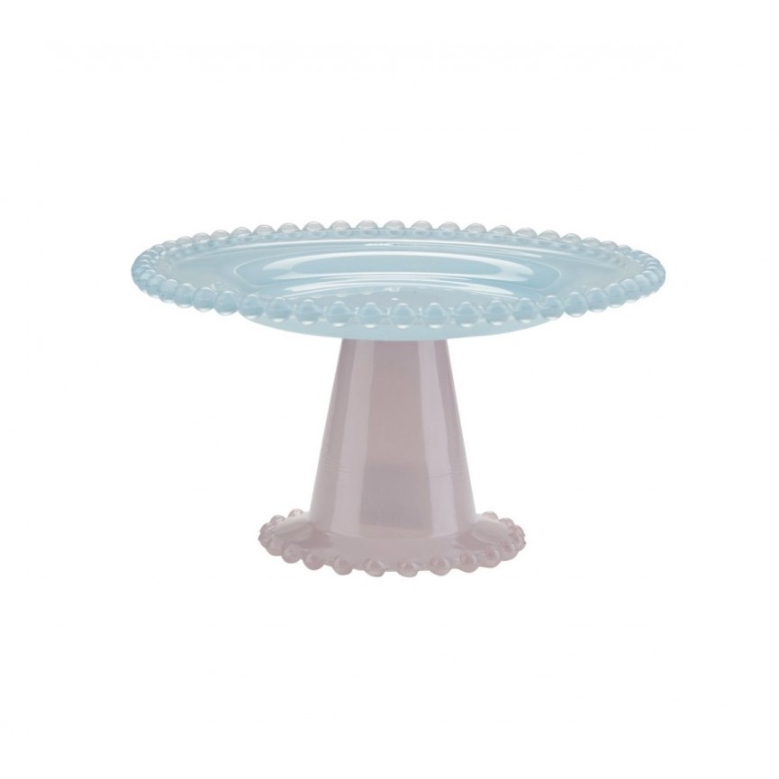 Blue/Pink Glass Cake Stand