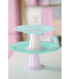 Turquoise/Lavender Glass Cake Stand L