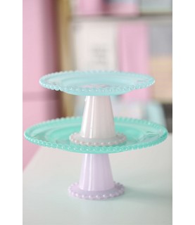 Turquoise/Lavender Glass Cake Stand L