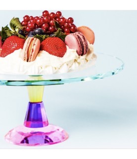 Cake Stand Présentoir Gâteau en Verre Coloré XL