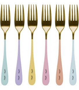 6 Miss Etoile Colorful Dessert Forks