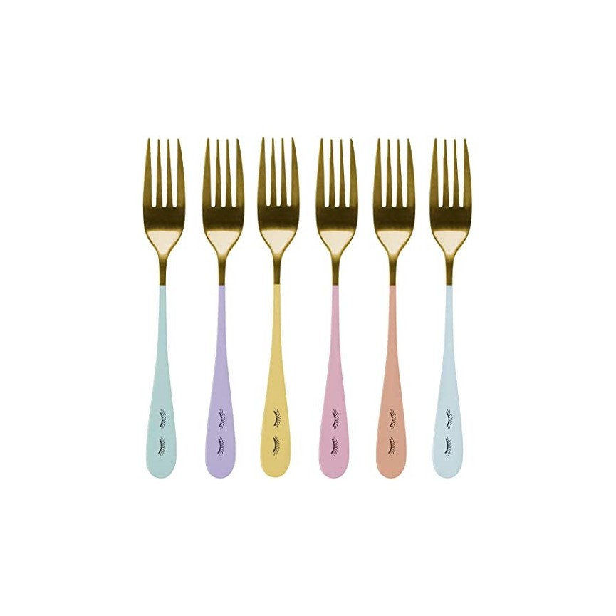 6 Miss Etoile Colorful Dessert Forks
