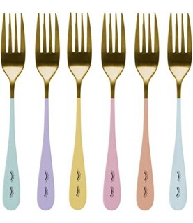 6 Miss Etoile Colorful Dessert Forks