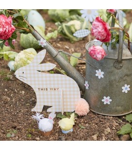 Gingham Bunnies Egg Hunt Kit Décos Vichy pour Chasse aux œufs de Pâques Dekorationen im Vichy-Muster für die Ostereiersuche