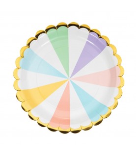 8 Large Scalloped Pastel Plates