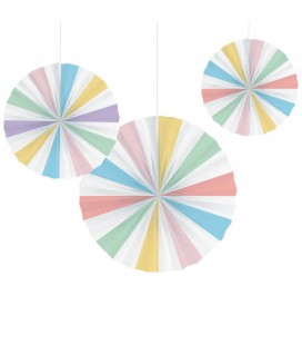 3 Pastel Paper Fans