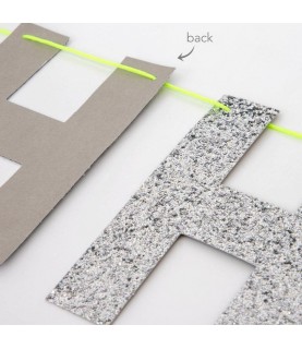 Silver Glitter Happy Birthday Garland