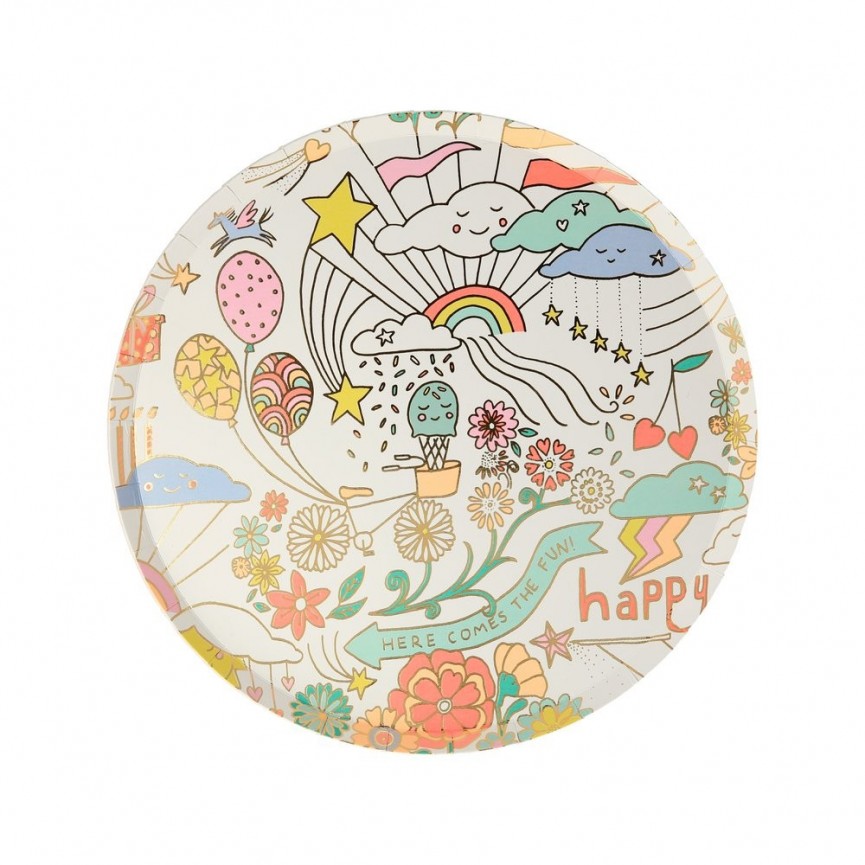 8 Happy Doodle Side Plates