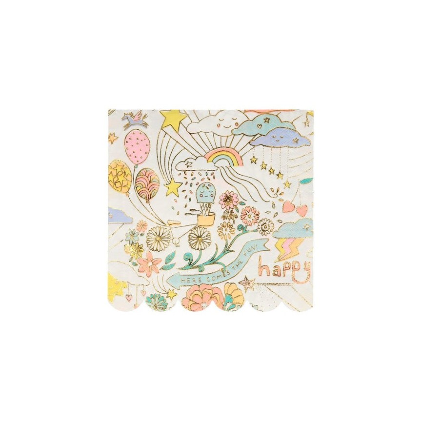 16 Grandes Serviettes Happy Doodle