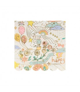 16 Happy Doodle Large Napkins