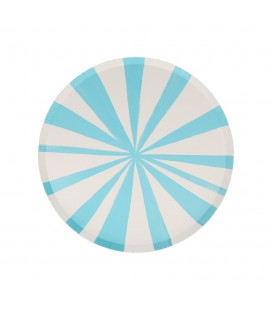 8 Sky Blue Stripe Side Plates Meri Meri