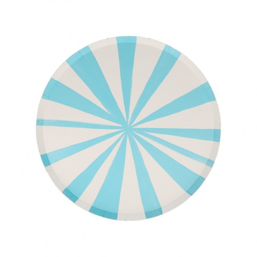 8 Sky Blue Stripe Side Plates Meri Meri