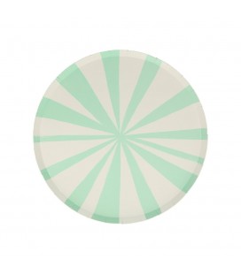 8 Mint Green Stripe Side Plates Meri Meri