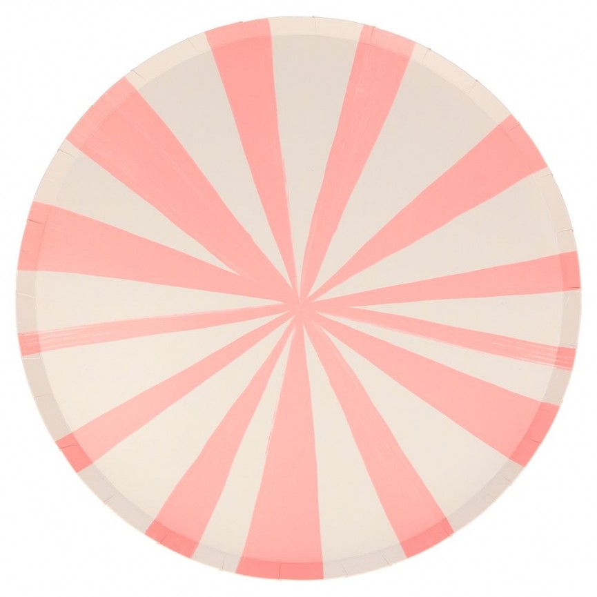 8 Pink Stripe Dinner Plates Meri Meri