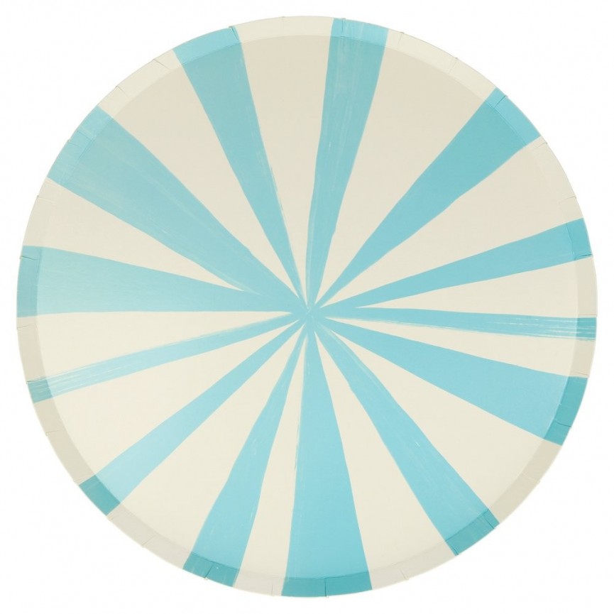 8 Sky Blue Stripe Dinner Plates Meri Meri