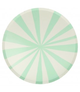 8 Mint Stripe Dinner Plates Meri Meri