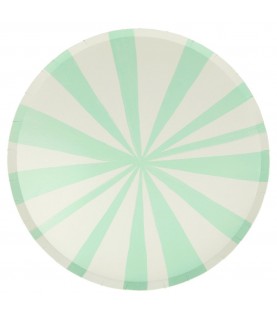 8 Mint Stripe Dinner Plates Meri Meri