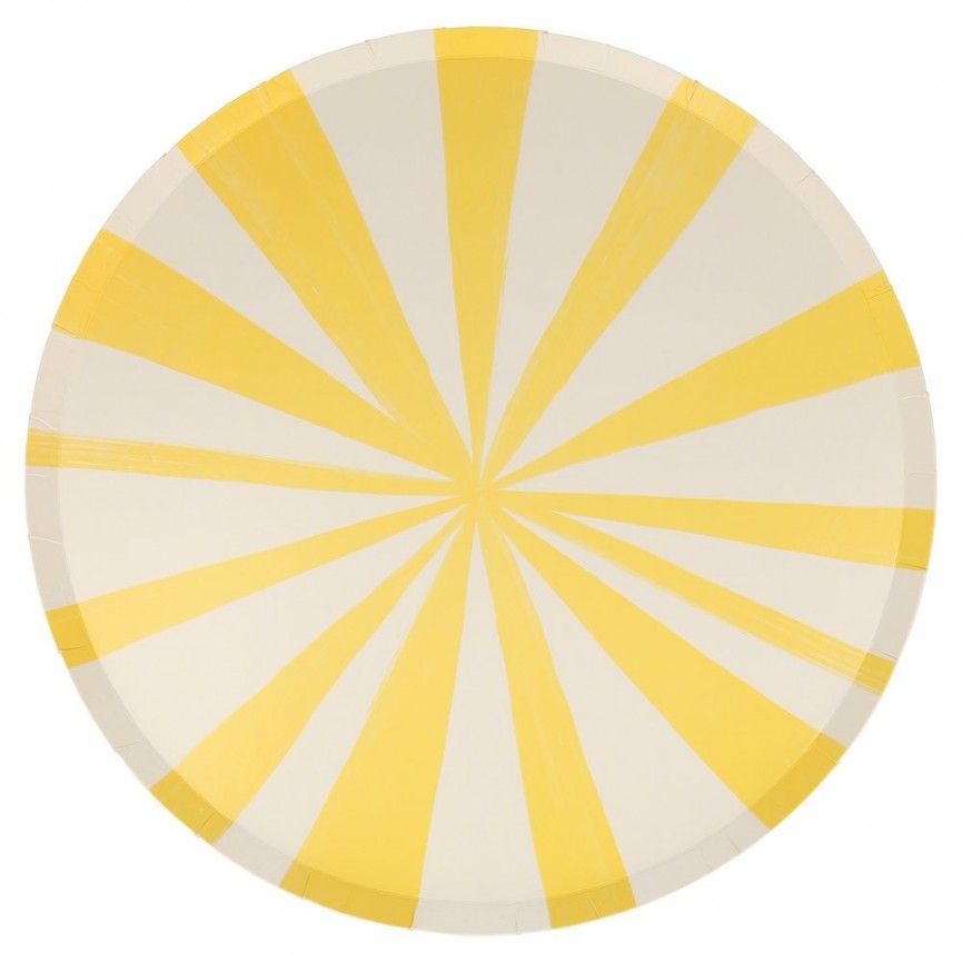 8 Yellow Stripe Dinner Plates Meri Meri
