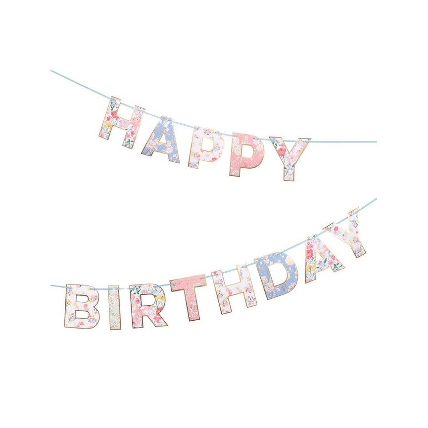 English Garden Happy Birthday Garland