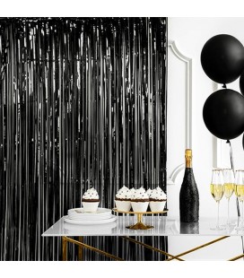 Black Foil Fringe Party Curtain