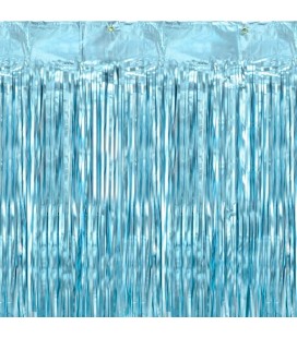 Aqua Foil Fringe Party Curtain