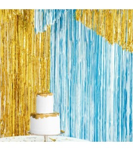 Aqua Foil Fringe Party Curtain
