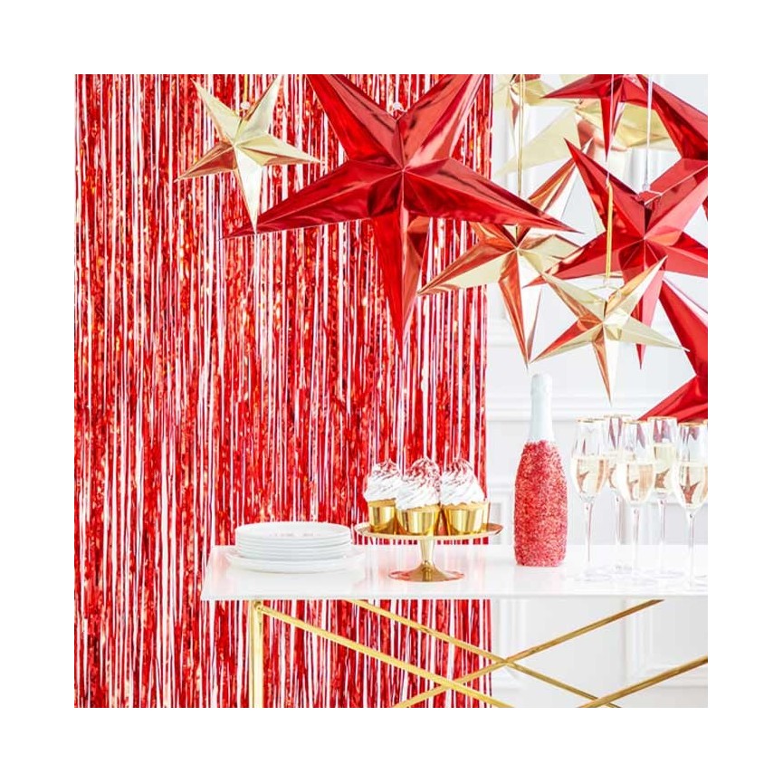 Red Foil Fringe Party Curtain