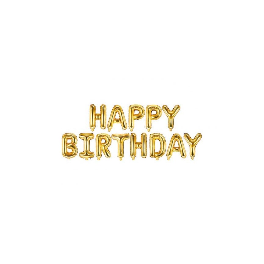 Ballons Mylar Lettres Dorées Happy Birthday